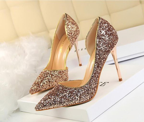 dress shoes 2021 spring women pumps high thin heels pointed toe metal decoration bling bridal wedding gold, Black
dress shoes 2021 spring women pumps high thin heels pointed toe metal decoration bling bridal wedding gold, Black