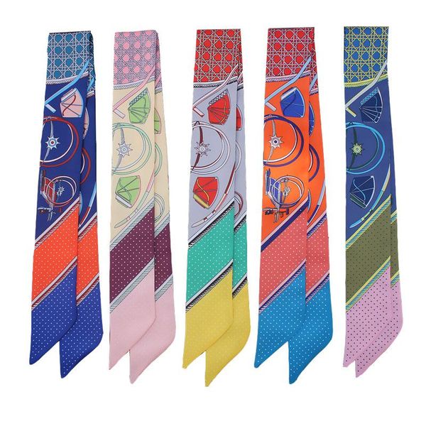 scarves point carriage silk scarf binding bag handle women's neckline twill splicing small ribbon lady, Blue;gray
scarves point carriage silk scarf binding bag handle women's neckline twill splicing small ribbon lady, Blue;gray