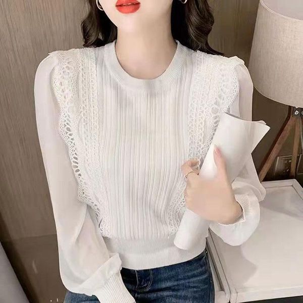 women's sweaters early autumn women spring and sweater knit stitching lace fashion solid color chiffon bottoming shirt, White;black
women's sweaters early autumn women spring and sweater knit stitching lace fashion solid color chiffon bottoming shirt, White;black