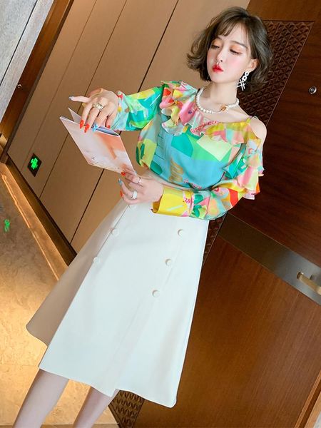 women's tracksuits strapless ruffled printed shirt + feminine high waist half skirt suit women 2021 early autumn, Gray
women's tracksuits strapless ruffled printed shirt + feminine high waist half skirt suit women 2021 early autumn, Gray