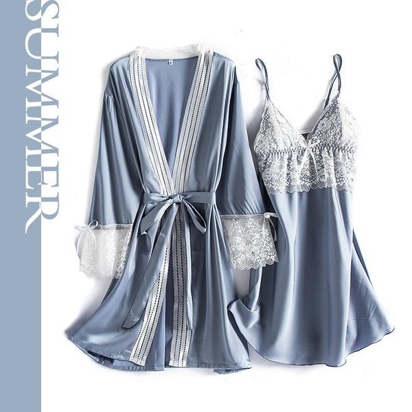 women's sleepwear lace patchwork robe set satin silky 2pcs women kimono gown casual nighty&robe female sleep home dressing, Black;red
women's sleepwear lace patchwork robe set satin silky 2pcs women kimono gown casual nighty&robe female sleep home dressing, Black;red