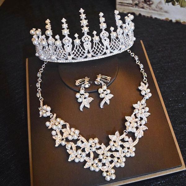 earrings & necklace sparkling bridal jewelry set rhinestone pearl crown wedding super fairy crystal accessories sjt0033, Silver
earrings & necklace sparkling bridal jewelry set rhinestone pearl crown wedding super fairy crystal accessories sjt0033, Silver