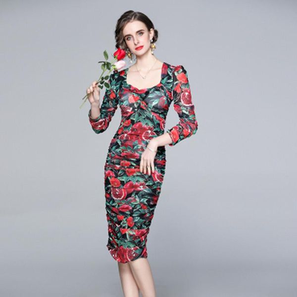 women spring summer elegant mesh pencil long dress floral printing party robe femme vintage designer vestidos casual dresses, Black;gray
women spring summer elegant mesh pencil long dress floral printing party robe femme vintage designer vestidos casual dresses, Black;gray