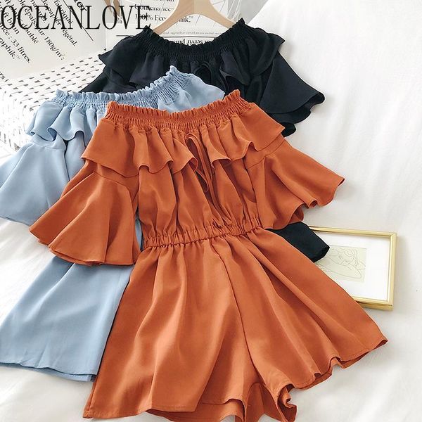 women's jumpsuits & rompers oceanlove ruffles solid 2021 spring summer women jumpsuit off shoulder high waist ropa mujer korean sweet b, Black;white
women's jumpsuits & rompers oceanlove ruffles solid 2021 spring summer women jumpsuit off shoulder high waist ropa mujer korean sweet b, Black;white