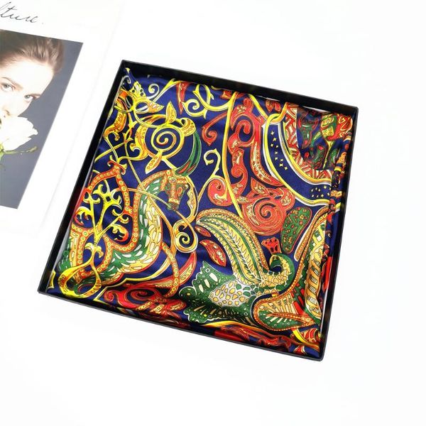 scarves summer women silk scarf 90x90cm fashion bandanas bohemian vintage indoor cloak travel sunscreen shawls lady neckerchief foulard, Blue;gray 
scarves summer women silk scarf 90x90cm fashion bandanas bohemian vintage indoor cloak travel sunscreen shawls lady neckerchief foulard, Blue;gray