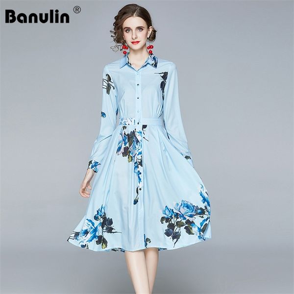 banulin women summer dress autumn runway long sleeve blue fresh floral print femme elegant midi shirt vestidos 210603, Black;gray
banulin women summer dress autumn runway long sleeve blue fresh floral print femme elegant midi shirt vestidos 210603, Black;gray