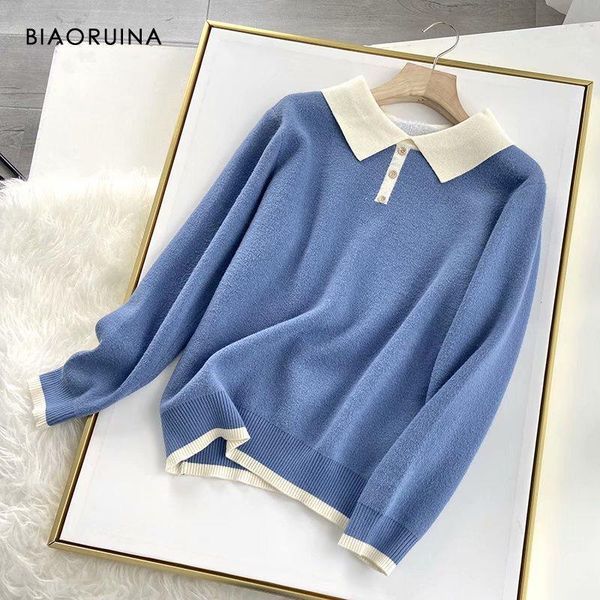women's preppy style color matching loose warm thick knitted pullover turn down collar ladies fashion sweater  sweaters, White;black 
women's preppy style color matching loose warm thick knitted pullover turn down collar ladies fashion sweater  sweaters, White;black