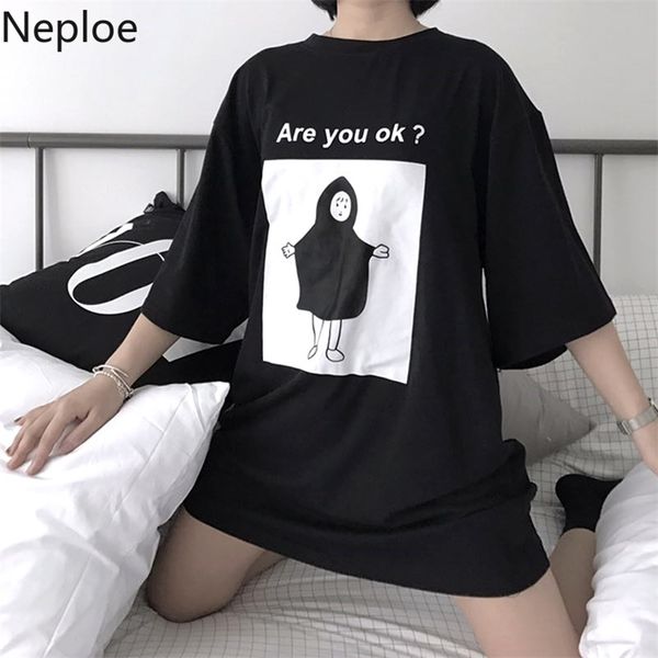 korean harajuku style character print t shirt women o neck pullover short sleeve black tees loose casual cutton 49088 210422, White 
korean harajuku style character print t shirt women o neck pullover short sleeve black tees loose casual cutton 49088 210422, White