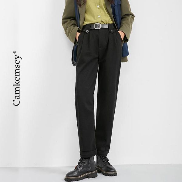 women's pants & capris basic high waist office lady winter black woolen women thick warm autumn wool blends straight suits trousers, Black;white
women's pants & capris basic high waist office lady winter black woolen women thick warm autumn wool blends straight suits trousers, Black;white