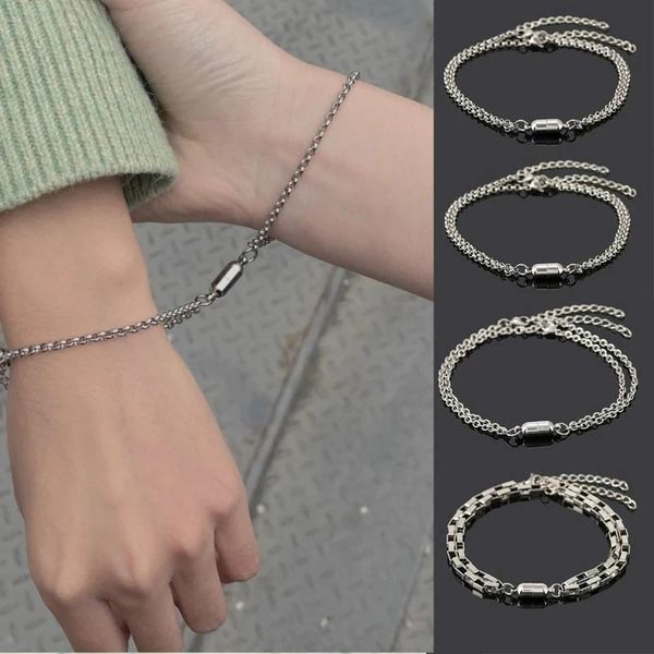 link, chain 2 pcs couple magnet attract creative bracelet stainless steel friendship men women charm 2021 jewelry lover gift, Black
link, chain 2 pcs couple magnet attract creative bracelet stainless steel friendship men women charm 2021 jewelry lover gift, Black