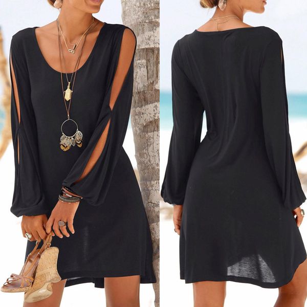 women's dress 2018 fashion women casual o-neck hollow out sleeve solid beach style mini dress, Black;gray
women's dress 2018 fashion women casual o-neck hollow out sleeve solid beach style mini dress, Black;gray