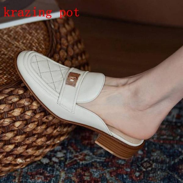 krazing pot cow leather round toe gingham low heel metal fasteners slip on outside slipper young lady daily wear shoes women l37 slippers, Black
krazing pot cow leather round toe gingham low heel metal fasteners slip on outside slipper young lady daily wear shoes women l37 slippers, Black