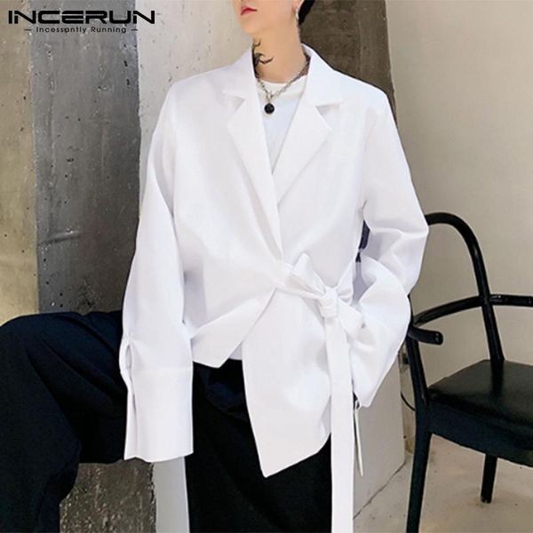 men's suits & blazers blazer solid color lapel 2021 long sleeve irregular men lace up streetwear fashion casual thin coats incerun s-5x, White;black
men's suits & blazers blazer solid color lapel 2021 long sleeve irregular men lace up streetwear fashion casual thin coats incerun s-5x, White;black