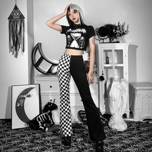 women's pants & capris 2021 european and american autumn black-and-white checkered color contrast horn are slim fashionable in the stre, Black;white
women's pants & capris 2021 european and american autumn black-and-white checkered color contrast horn are slim fashionable in the stre, Black;white
