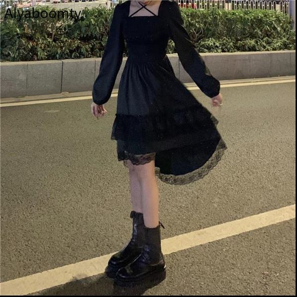 gothic black fairy party cross womens dresses square collar princess irregular cute kawaii lace ruffles chic, Black;gray
gothic black fairy party cross womens dresses square collar princess irregular cute kawaii lace ruffles chic, Black;gray