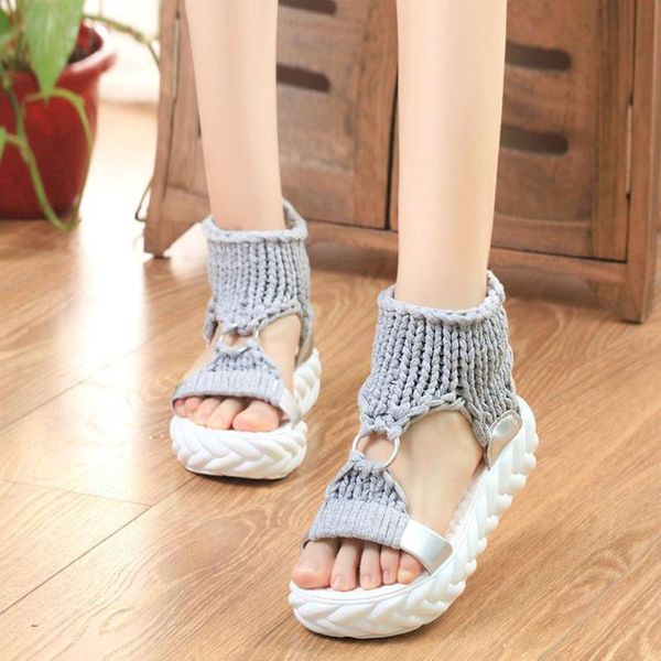 casual summer sandals women high knitting platform gladiator slip on wedges shoes for, Black
casual summer sandals women high knitting platform gladiator slip on wedges shoes for, Black