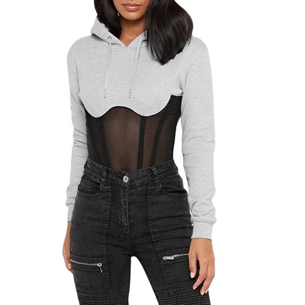 women's fashionable sweater, long sleeve hooded lace mesh patchwork for spring, summer and fall blouses & shirts, White
women's fashionable sweater, long sleeve hooded lace mesh patchwork for spring, summer and fall blouses & shirts, White