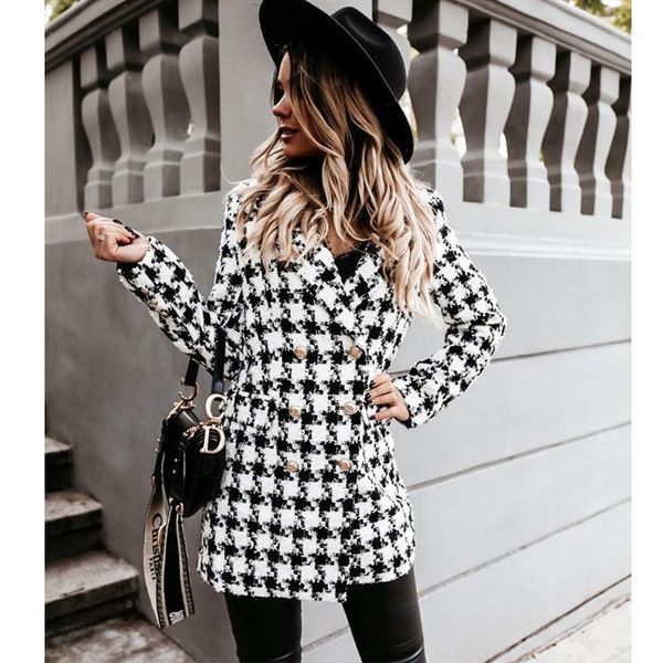 women's wool & blends 2021 autumn/winter long-sleeved suit with plaid double-breasted woollen coat collar, Black
women's wool & blends 2021 autumn/winter long-sleeved suit with plaid double-breasted woollen coat collar, Black