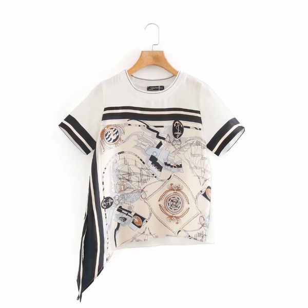 fashion women vintage print splicing knitting t shirt casual lady o neck short sleeve loose t1310 210430, White
fashion women vintage print splicing knitting t shirt casual lady o neck short sleeve loose t1310 210430, White