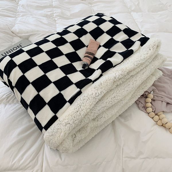 checkerboard blanket double-layer thickened warm lamb wool blanket small quilt office nap flannel cover
checkerboard blanket double-layer thickened warm lamb wool blanket small quilt office nap flannel cover