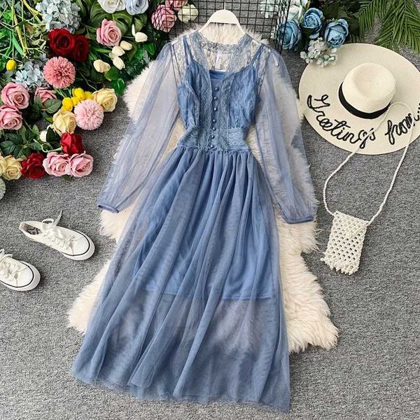 casual dresses summer chic lace fairy princess women sweet elegant o-neck mesh long kawaii es aofv, Black;gray
casual dresses summer chic lace fairy princess women sweet elegant o-neck mesh long kawaii es aofv, Black;gray