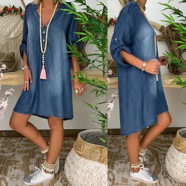 s0 summer casual jeans denim women dress v neck party for short sleeve roupas femininas, Black;gray
s0 summer casual jeans denim women dress v neck party for short sleeve roupas femininas, Black;gray