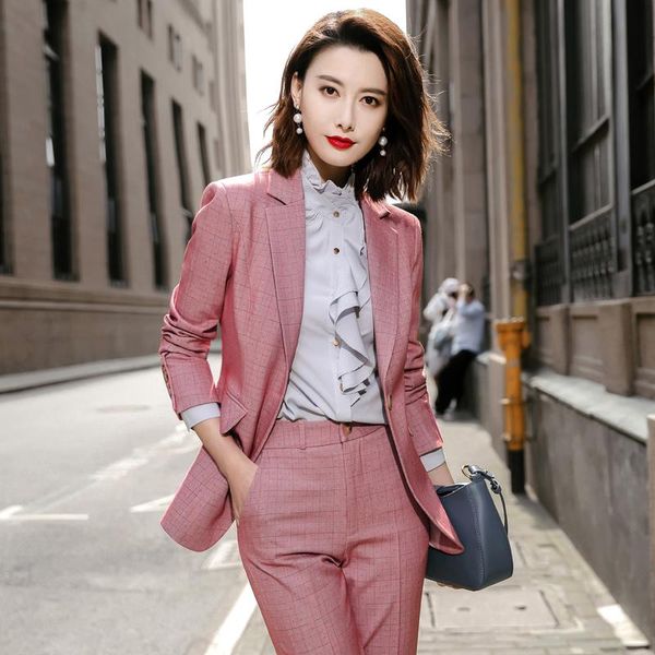 women's two piece pants fabric formal women business suits professional ol styles blazers autumn winter female trousers set pan, White
women's two piece pants fabric formal women business suits professional ol styles blazers autumn winter female trousers set pan, White