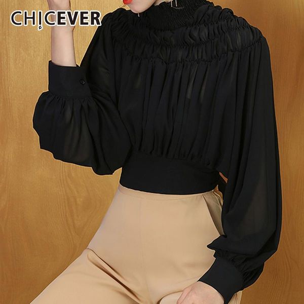 women's blouses & shirts chicever bohemian bowknot stand collar lantern sleeve ruched perspective blouse female 2021 autumn fashion, White
women's blouses & shirts chicever bohemian bowknot stand collar lantern sleeve ruched perspective blouse female 2021 autumn fashion, White
