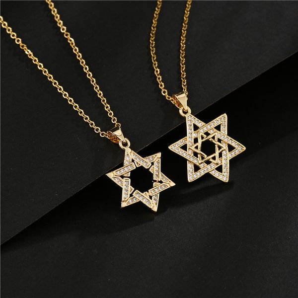 popular fashion personality six star pendant necklace women's real gold color plating micro inlaid jewelry, Silver
popular fashion personality six star pendant necklace women's real gold color plating micro inlaid jewelry, Silver