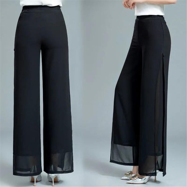 women's pants & capris side slit back elastic high waist office lady long summer wide leg solid color white black elegant korean trouse, Black;white
women's pants & capris side slit back elastic high waist office lady long summer wide leg solid color white black elegant korean trouse, Black;white