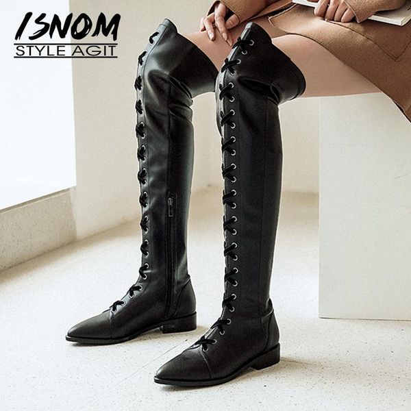 boots isnom thigh high women thick heels boot pointed toe shoes female fashion leather cross tied ladies autumn 2021, Black
boots isnom thigh high women thick heels boot pointed toe shoes female fashion leather cross tied ladies autumn 2021, Black