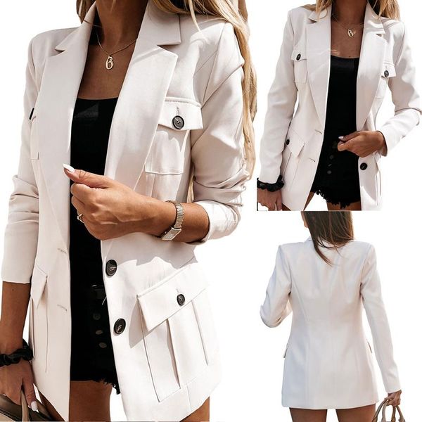 women's suits & blazers imcute elegant slim long sleeve suit collar lapel button cardigan coat autumn winter business work casual jacke, White;black
women's suits & blazers imcute elegant slim long sleeve suit collar lapel button cardigan coat autumn winter business work casual jacke, White;black