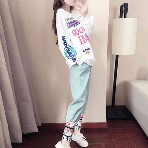 women's two piece pants fashion mode releases tracksuits chic feminine lyrics 2 piece defines streetwear women long-sleeve pullovers +, White
women's two piece pants fashion mode releases tracksuits chic feminine lyrics 2 piece defines streetwear women long-sleeve pullovers +, White
