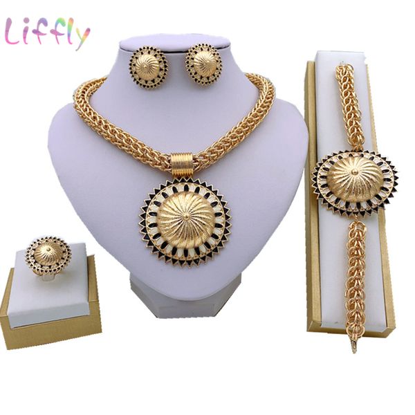 jewelry sets nigerian elegant women round necklace bracelet earrings rings fashion party gold, Black
jewelry sets nigerian elegant women round necklace bracelet earrings rings fashion party gold, Black