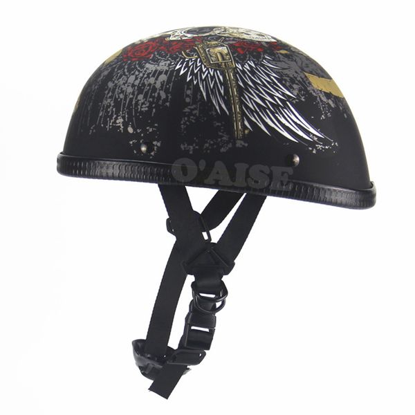 low profile stylish half motorcycle helmet with original bright or matt black crow skull pattern tk28
low profile stylish half motorcycle helmet with original bright or matt black crow skull pattern tk28