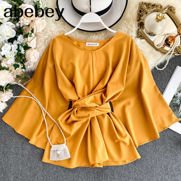 women's shirt spring autumn ins super fire lacing waist lady temperament flare sleeve solid o-neck blouse wild ml649 210715, White
women's shirt spring autumn ins super fire lacing waist lady temperament flare sleeve solid o-neck blouse wild ml649 210715, White