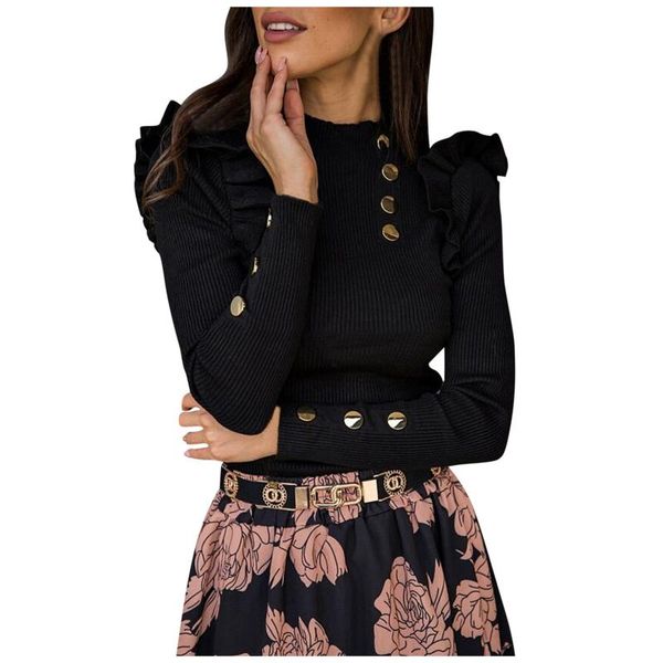 women's sweaters 45# office lady ruffled bottoming tshirt women long sleeved buttoned buttons slim tee shirt elegant o neck t-shirts, White;black
women's sweaters 45# office lady ruffled bottoming tshirt women long sleeved buttoned buttons slim tee shirt elegant o neck t-shirts, White;black