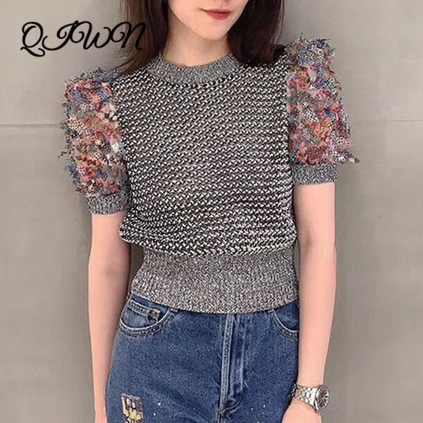 women's t-shirt autumn luxury deaign hollow puff sleeve slim short knit o-neck sweater fashion elegant pullover tide brand clothes nahm, White
women's t-shirt autumn luxury deaign hollow puff sleeve slim short knit o-neck sweater fashion elegant pullover tide brand clothes nahm, White