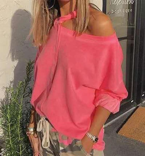 women's t-shirt solid women halter tee 2021 cold-shoulder shirt clothes summer autumn casual female, White
women's t-shirt solid women halter tee 2021 cold-shoulder shirt clothes summer autumn casual female, White