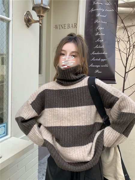 women's sweaters autumn winter sweater women lazy oaf turtleneck striped korean style thick loose pullover ladies jumper pull femme, White;black
women's sweaters autumn winter sweater women lazy oaf turtleneck striped korean style thick loose pullover ladies jumper pull femme, White;black