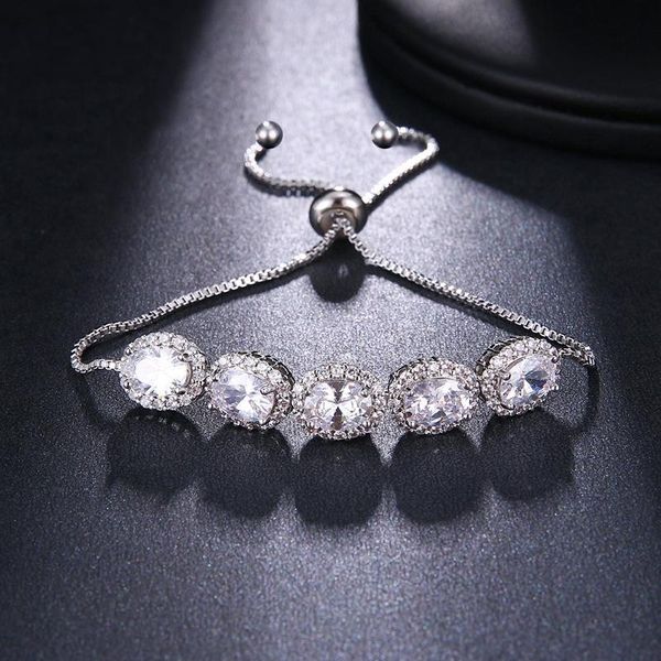 link, chain ekopdee fashion oval zircon bracelet for women dainty silver color crystal adjustable bridal wedding jewelry, Black
link, chain ekopdee fashion oval zircon bracelet for women dainty silver color crystal adjustable bridal wedding jewelry, Black