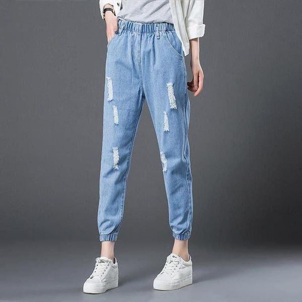 women's jeans xxxl plus size hole ripped for women elastic waist harem pants vaqueros mujer light blue casual ladies c6323
women's jeans xxxl plus size hole ripped for women elastic waist harem pants vaqueros mujer light blue casual ladies c6323