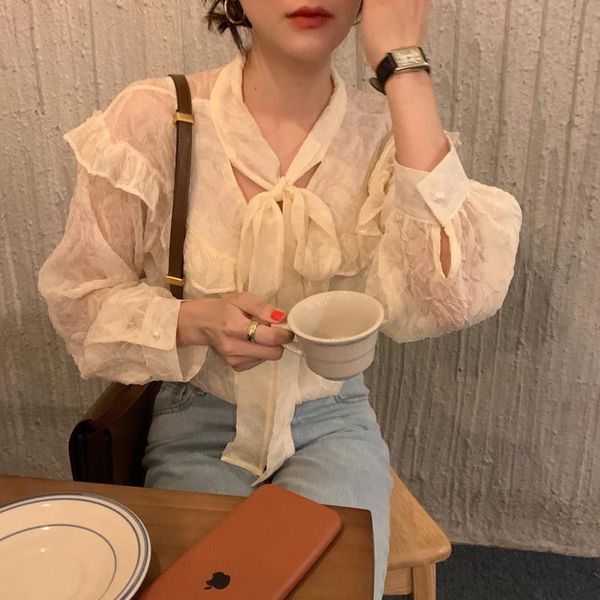women's blouses & shirts female all match office lady apricot chic pleated solid ruffles gentle elegance, White
women's blouses & shirts female all match office lady apricot chic pleated solid ruffles gentle elegance, White