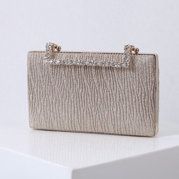 women's clutch luxury rhinestone lock wedding party purse champagne shoulder bag