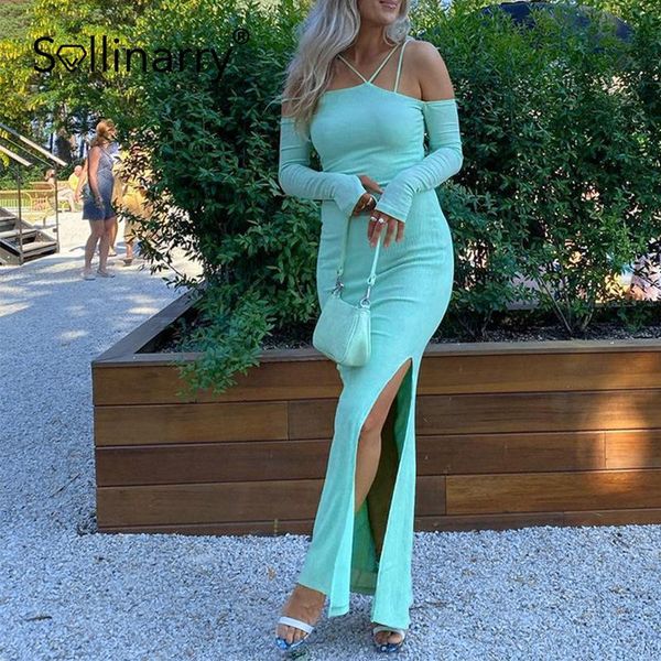 casual dresses sollinary spaghetti strap off shoulder dresss women skinny high slit dress 2021 autumn long sleeves solid color vestidos, Black;gray
casual dresses sollinary spaghetti strap off shoulder dresss women skinny high slit dress 2021 autumn long sleeves solid color vestidos, Black;gray