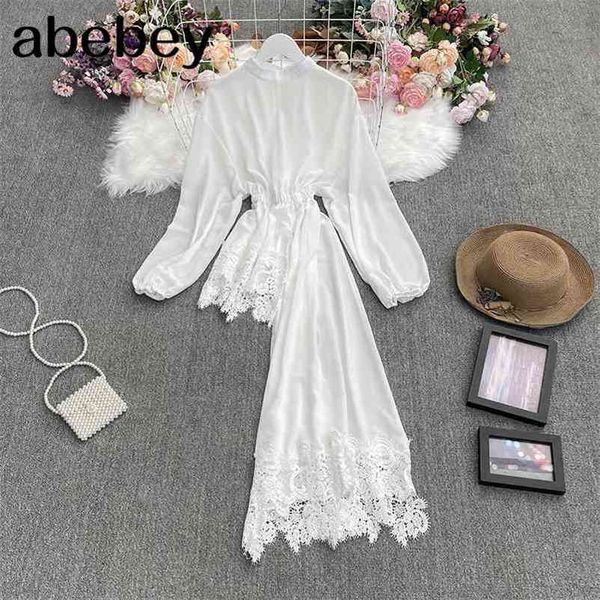spring temperament all-match o-neck long sleeve shirt lace stitching irregular ruffles shirt 210715, White
spring temperament all-match o-neck long sleeve shirt lace stitching irregular ruffles shirt 210715, White