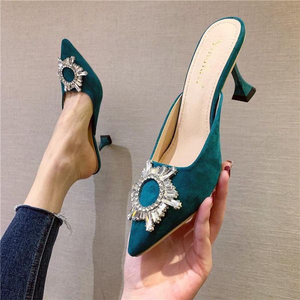 woman paillette crystal buckle mules pointed toe slippers women sandalias stiletto high heels shoes female cover slides 2021, Black
woman paillette crystal buckle mules pointed toe slippers women sandalias stiletto high heels shoes female cover slides 2021, Black