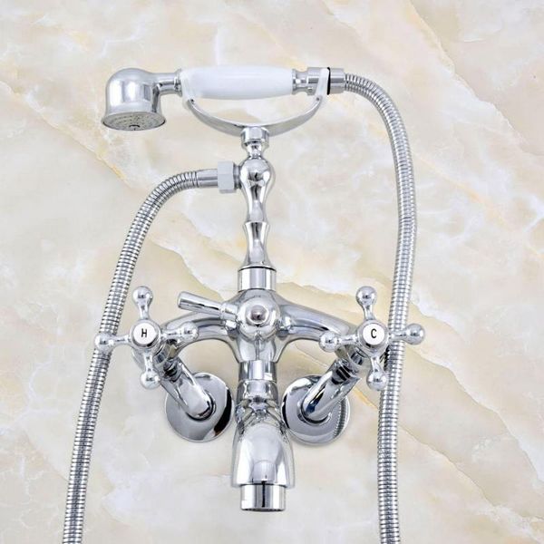 silver polished chrome brass wall mounted dual cross handles clawfoot bathtub faucet handshower - adjusts from 3-3/8" aqg406 bathroom s
silver polished chrome brass wall mounted dual cross handles clawfoot bathtub faucet handshower - adjusts from 3-3/8" aqg406 bathroom s