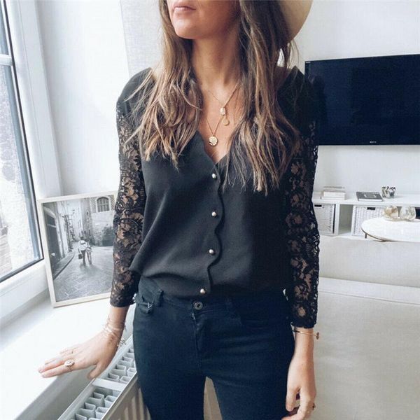 black lace blouse women elegant long sleeve v neck shirts femme spring casual blusas clothing women's blouses &, White
black lace blouse women elegant long sleeve v neck shirts femme spring casual blusas clothing women's blouses &, White