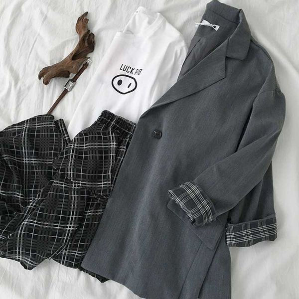 solid 2 piece women's summer suit button overalls casual plaid skirt set two-piece jacket and 210601, White
solid 2 piece women's summer suit button overalls casual plaid skirt set two-piece jacket and 210601, White